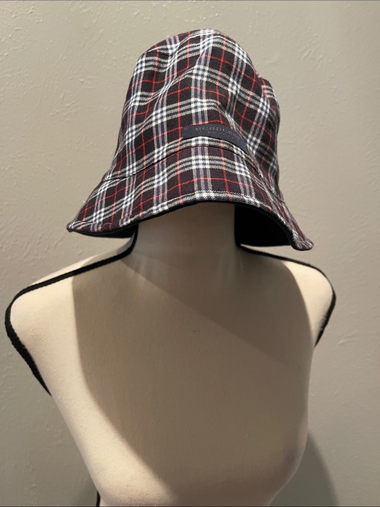 Burberry Accessories - Burberry Navy, Red & White Plaid Bucket Hat